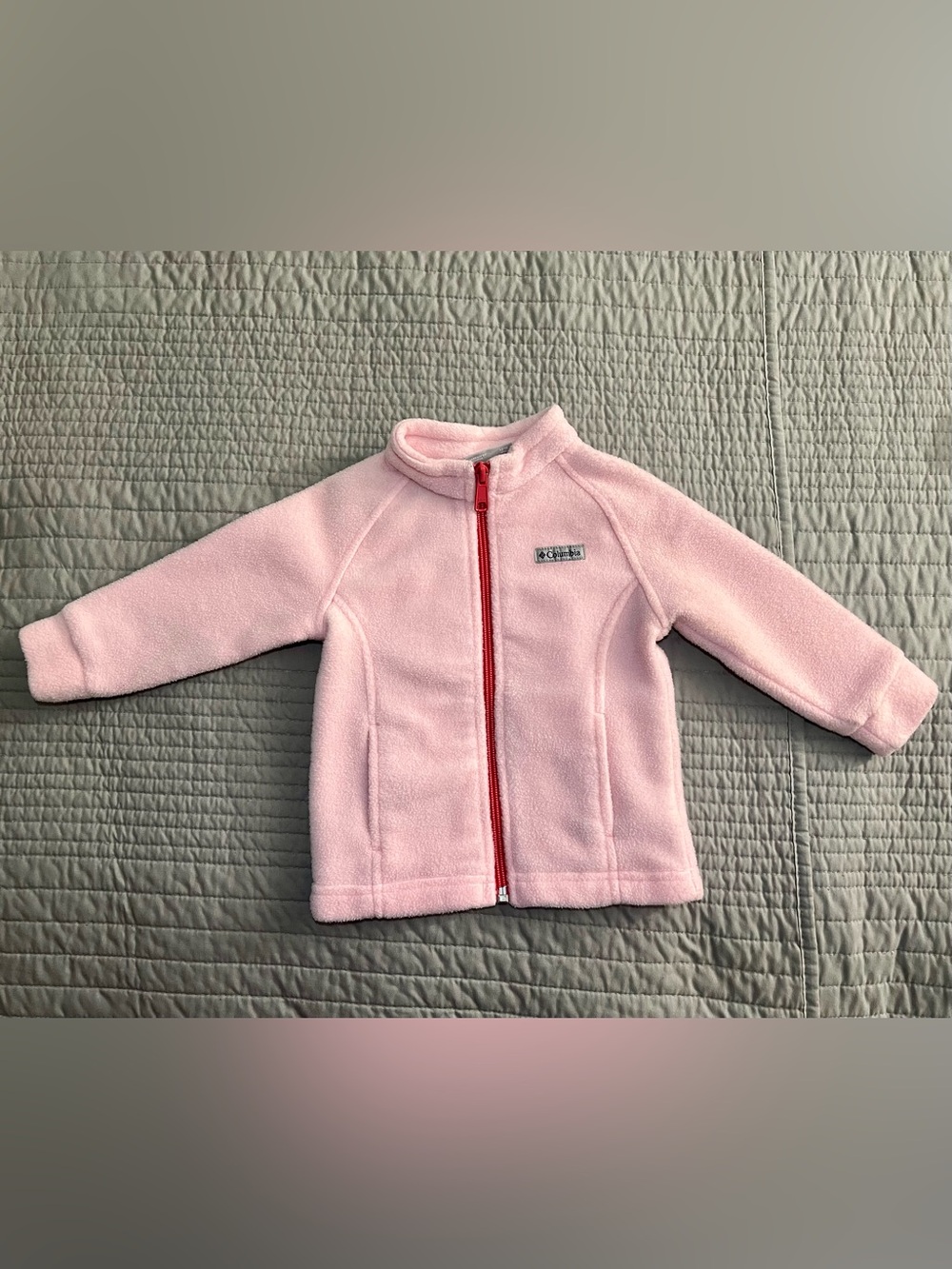 Columbia Pink Fleece Jacket for Kids with Red Zip 12-18 Months